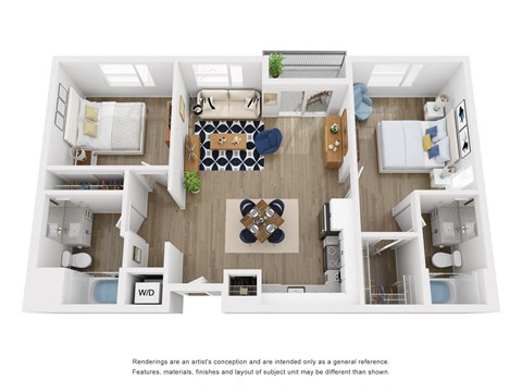 2 bed 2 bath floor plan at Aston at Gateway, El Monte, CA